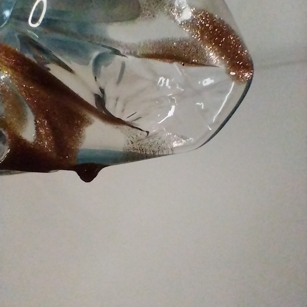 HandBlown Murano Lavorazione Blue Petal Art Glass Bowl with Gold Aventurine - Picture 8 of 10
